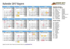 Kalender 2017 Bayern