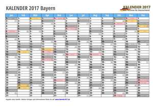 Kalender 2017 Bayern Monate
