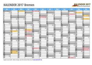 Kalender 2017 Bremen Monate