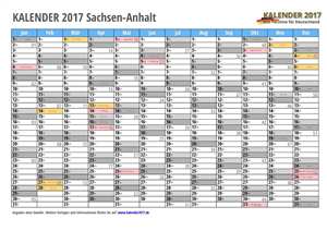 Kalender 2017 Sachsen-Anhalt Monate