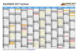 Kalender 2017 Sachsen Monate mit Schulferien