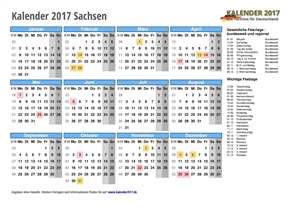 Kalender 2017 Sachsen