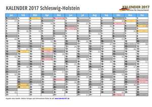 Kalender 2017 Schleswig-Holstein Monate