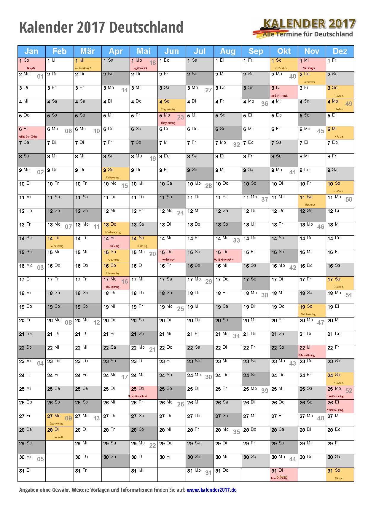 Kalender 17 Zum Ausdrucken Pdf Vorlagen