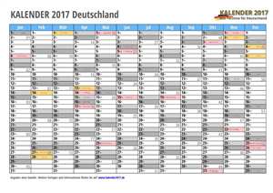 Kalender 2017 Deutschland Monate