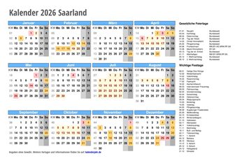 Kalender 2026 Saarland Kalender 2026 Saarland