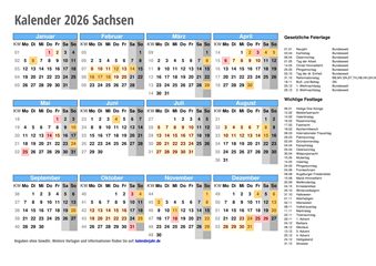 Kalender 2026 Sachsen Kalender 2026 Sachsen