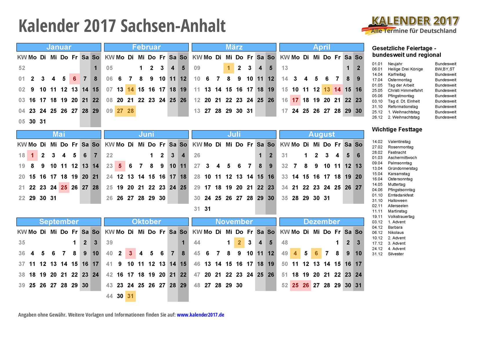  Kalender  2022 SACHSEN ANHALT