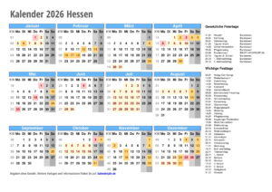 Kalender 2026 HESSEN 1 kalender 2026 Hessen quer