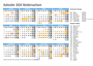Kalender 2026 NIEDERSACHSEN 1 kalender 2026 Niedersachsen quer