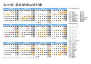 Kalender 2026 RHEINLAND-PFALZ 1 kalender 2026 Rheinland Pfalz quer
