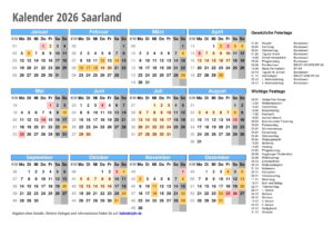 Kalender 2026 SAARLAND 1 kalender 2026 Saarland quer